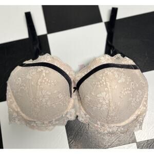 Victorias Secret Dream Angel Bra Womens 36 DD Push Up Lace Floral Padded Demi